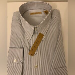 Donna Karan Men's White and Black Striped Dress Shirt